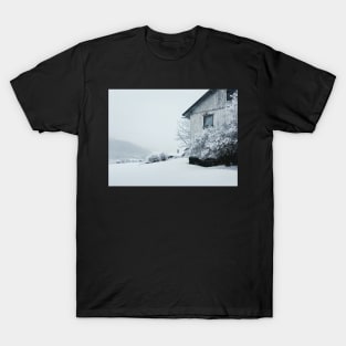 Scandinavian Wintertime - Snowfall in Rural Norway T-Shirt